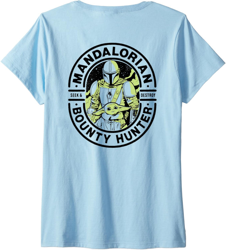 Star Wars The Mandalorian Neon Logo T-Shirt mit V-Ausschnitt