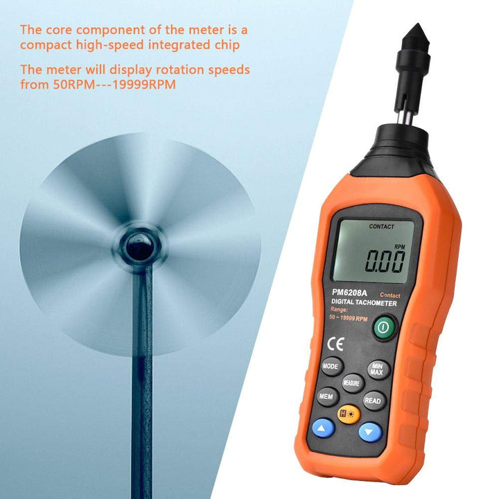 Drehzahlmesser PEAKMETER PM6208A Handmessgerät Digitaler Drehzahlmesser Messgerät Geschwindigkeitsme