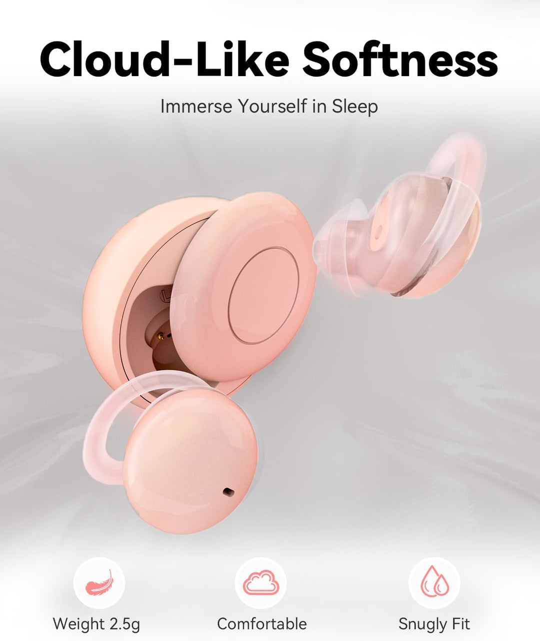 MONODEAL Schlafkopfhörer, Sleep Earbuds schlafkopfhörer Bluetooth 5.3 Kopfhörer Schlafen Mit Flüssig