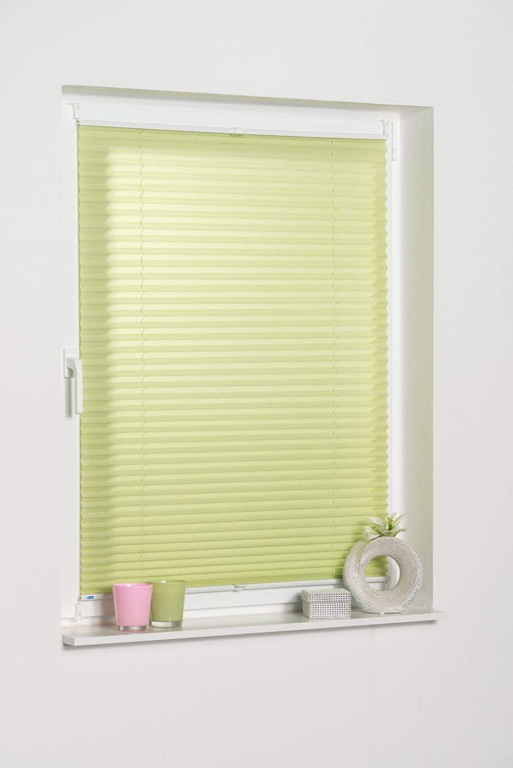 K-home Klemmfix-Plissee Grün 110 x 130 cm (B x L) Lichtschutz +++ Moderne Crushed Optik +++ 110 x 13
