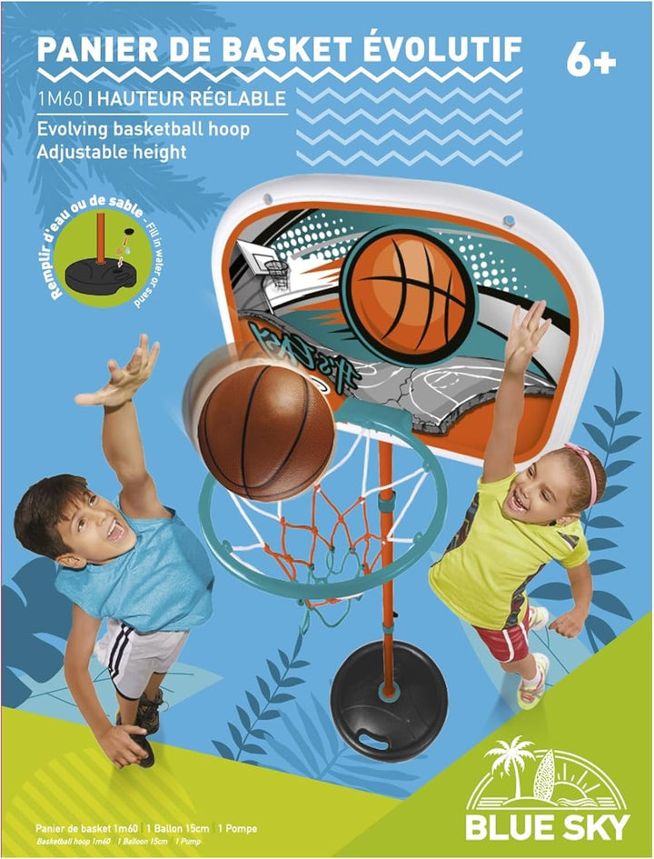 BLUE SKY - Basketballkorb mit Ball - Outdoor-Spiel - 042886 - Orange - Kunststoff - Kinder - Outdoor