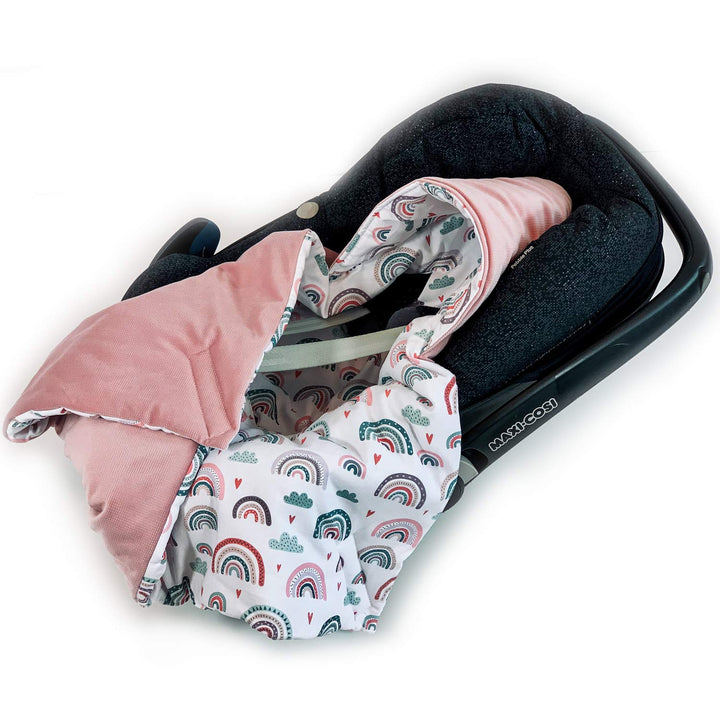BABEES© Wattierte Velvet Winter Einschlagdecke mit Füllung für Babyschale Autositz, Universal,Baby D