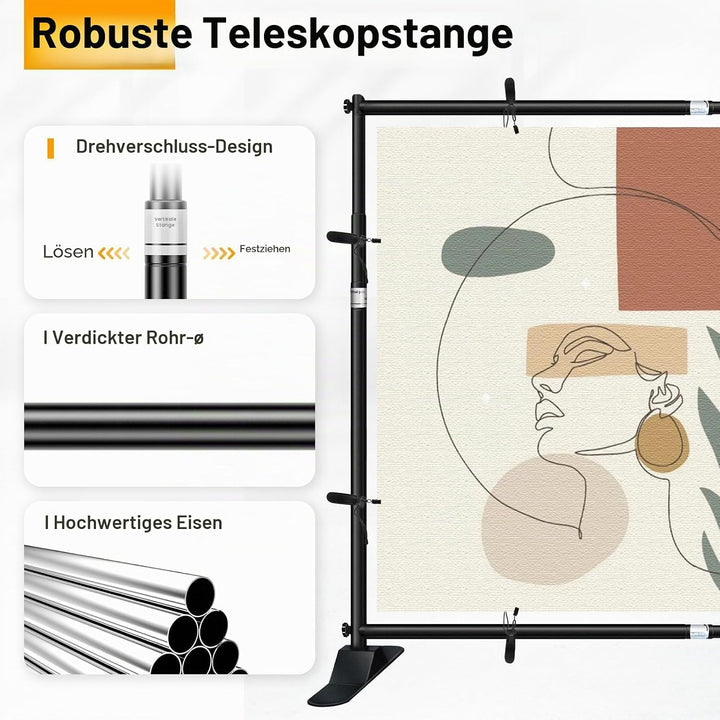 EMART Banner Ständer 3 x 3 m, Verstellbarer Hintergrund Ständer, Foto Hintergrundständer für Studio,
