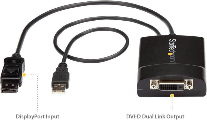 StarTech.com DisplayPort auf Dual Link DVI Konverter mit USB Stromversorgung / DP (Stecker) zu DVI-D