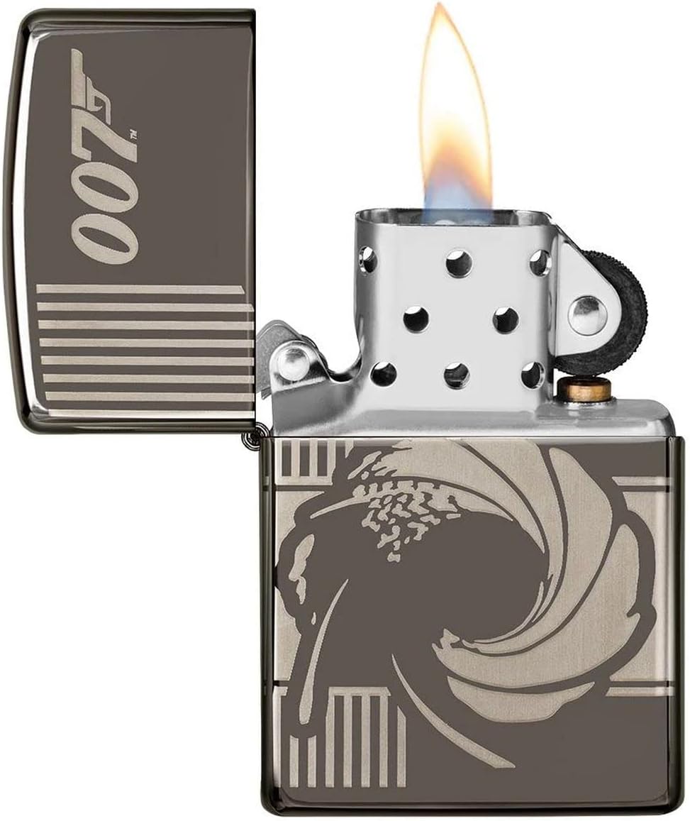 ZIPPO – Sturmfeuerzeug, James Bond™ 007 Bullet Hole, 360° Laser Engraved, Black Ice, nachfüllbar, in