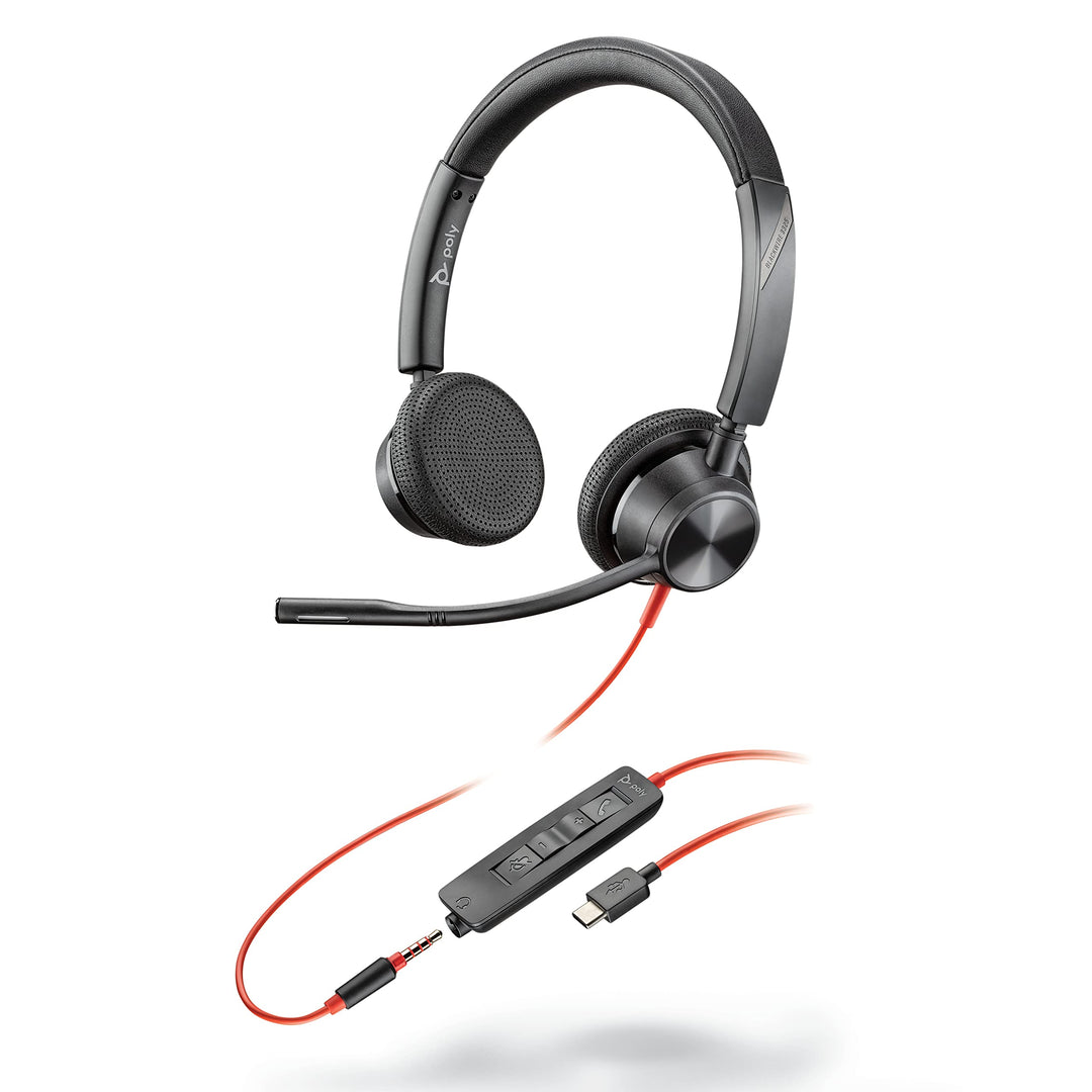 Plantronics – Blackwire 3325 USB-A (Poly) – Zwei-Ohr Headset (Stereo) mit Mikrofonarm & Kabel – Verb