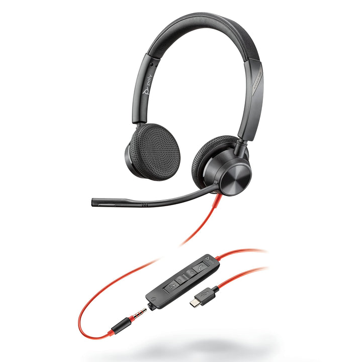 Plantronics – Blackwire 3325 USB-A (Poly) – Zwei-Ohr Headset (Stereo) mit Mikrofonarm & Kabel – Verb