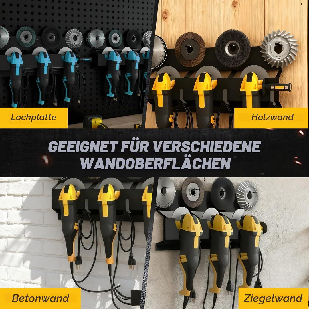 2-in-1 Winkelschleifer Halterung,Tragfähigkeit 66LB,3 Fächern,Winkelschleifer Halter Wandhalterung f