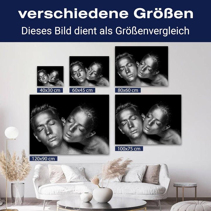 wandmotiv24 Leinwandbild Models, Querformat, Mann & Frau metallisch M0174 60x45cm Leinwandbild Model