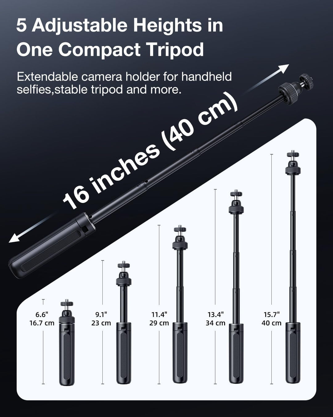 llano 40cm Action-Kamera-Stativ für DJI Osmo Pocket 3, Insta360 X5 X4 X3, ausziehbares Mini-Stativ m