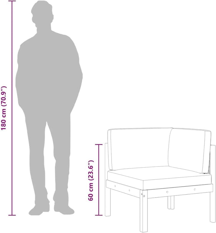 vidaXL 2X Akazienholz Massiv Garten Ecksofa mit Auflagen Sofa Lounge Gartensofa Sessel Gartensessel