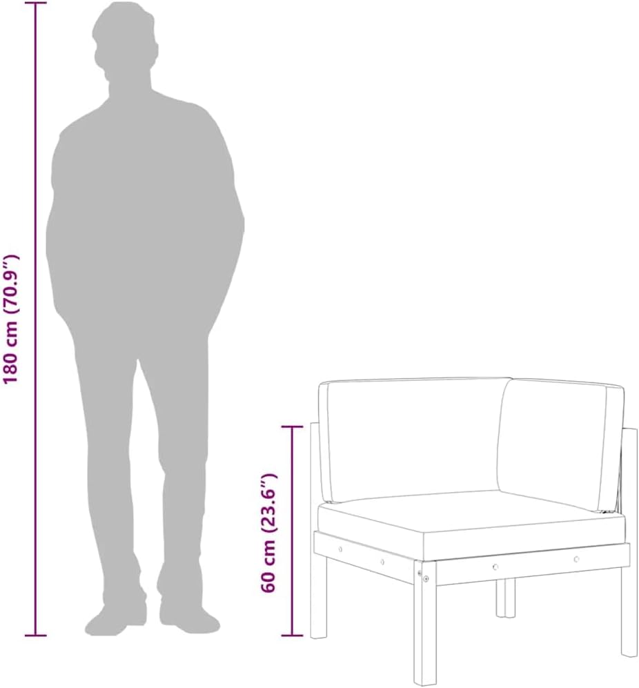 vidaXL 2X Akazienholz Massiv Garten Ecksofa mit Auflagen Sofa Lounge Gartensofa Sessel Gartensessel