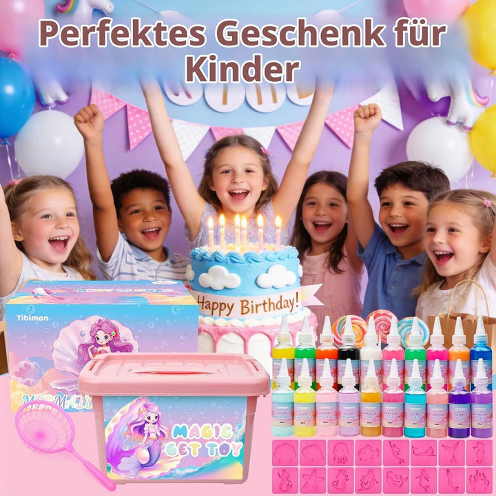 Meerjungfrau Magic Water Elf, DIY 3D Magisches Wasser Gel Spielzeug, 20 Magischem Gel und 16 Formen,