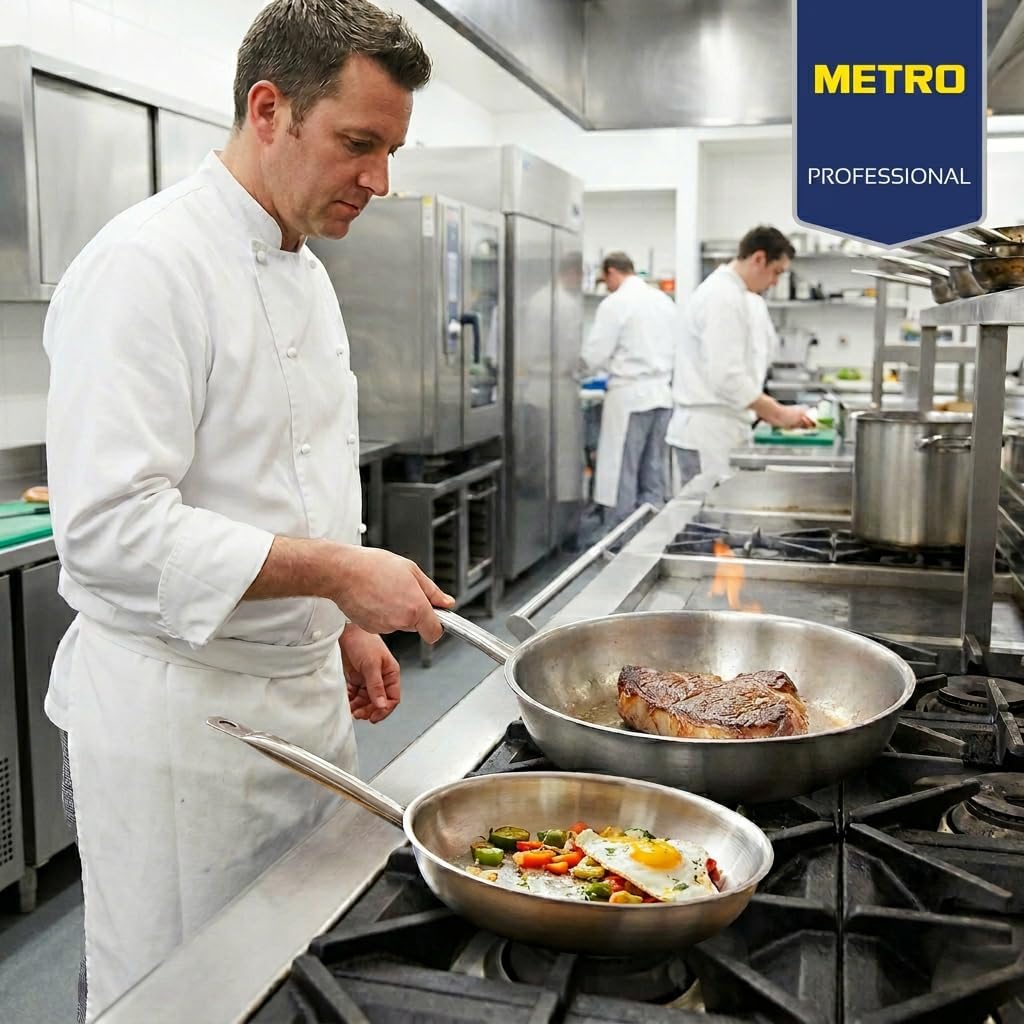 METRO Professional Pfanne unbeschichtet | Ø 28 cm | Edelstahl | Backofengeeignet bis max. 240 °C | a