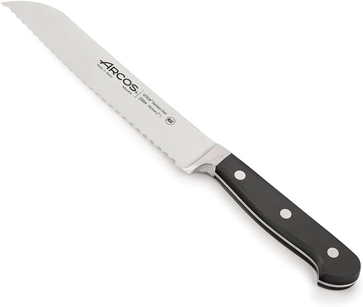 Arcos 256400 Serie Clasica - Brotmesser - Klinge aus Nitrum geschmiedetem Edelstahl 180 mm - HandGri