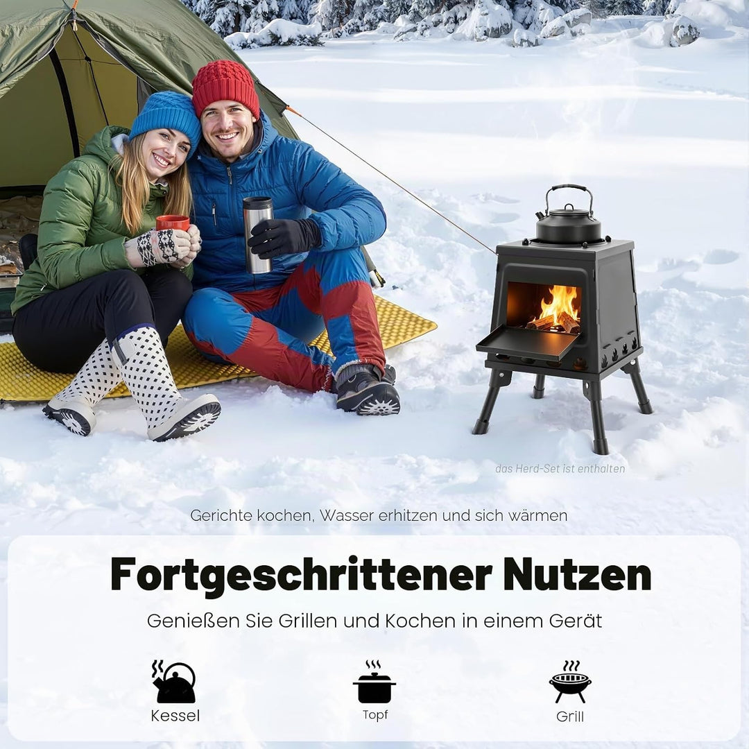 Zeltkocher, Outdoor Campingzelt Holzofen Zelt Herd, Tragbarer Holzofen für Camping, Boden Stehend Ga