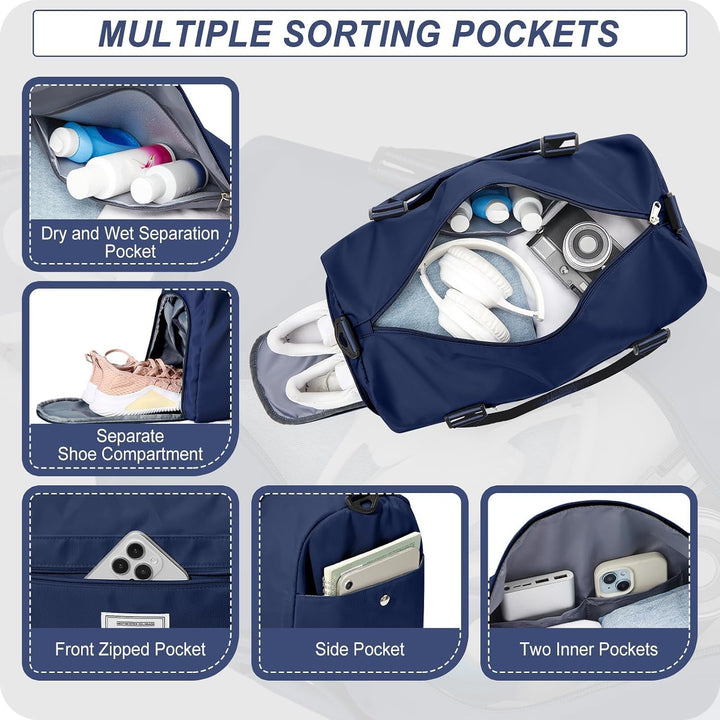HYC00 Sport Duffel Bag Damen Sporttasche für Damen Herren mit Nassfach &amp; Schuhfach, Reisetasche Hand