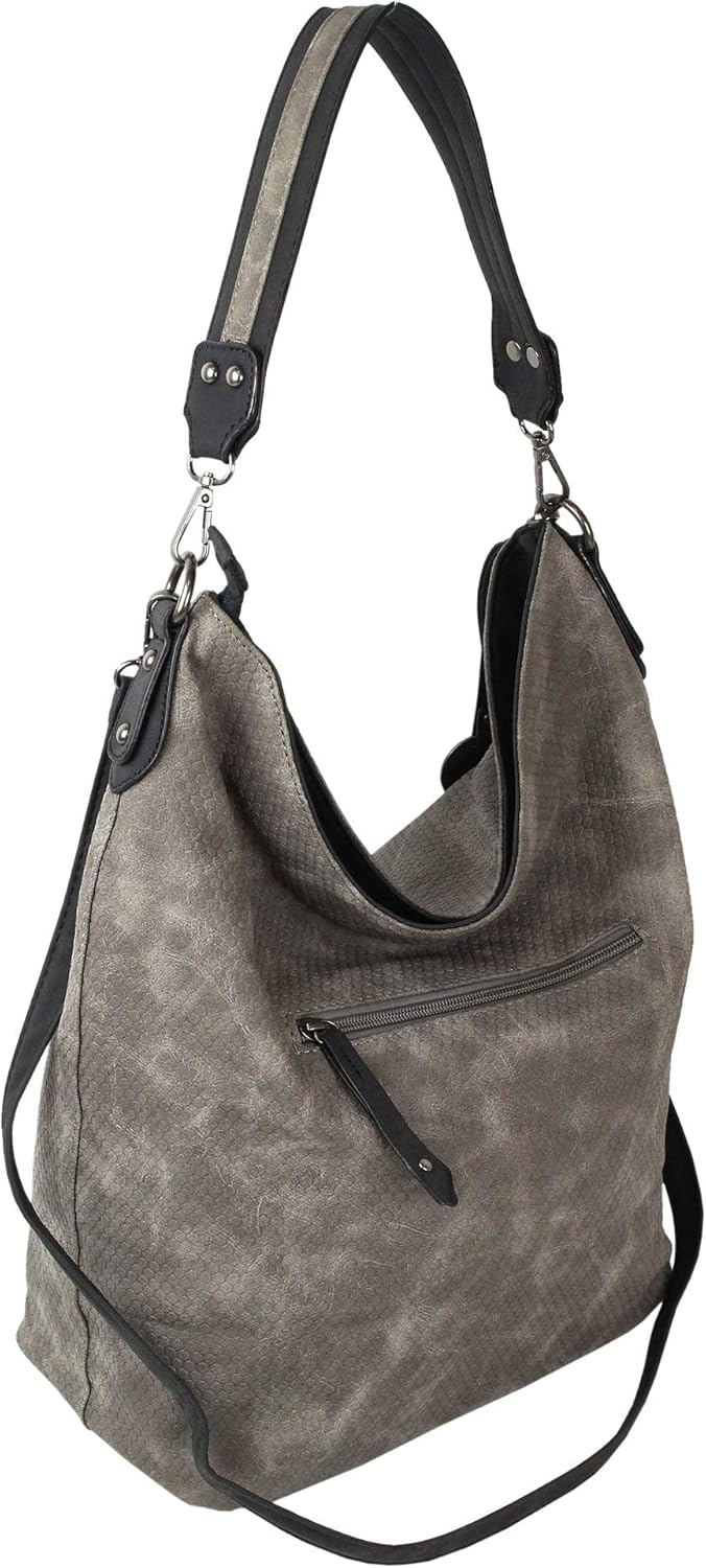 Jennifer Jones Modische Schultertasche Umhängetasche Grosser Shopper (Grau), Grau