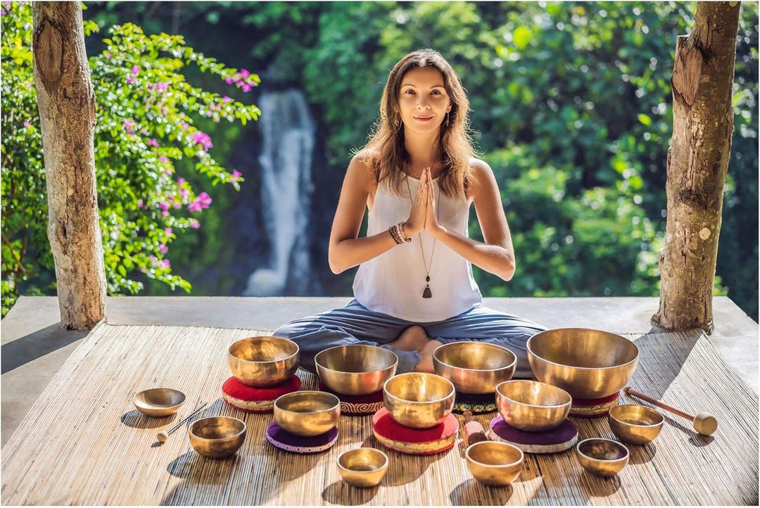 XDrum Omshanti Klangschale 30 cm Komplett Set - Gewicht: 2800g - handgemacht in Indien - ideal für M