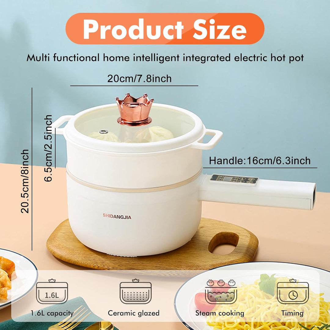 Elektrische Hot Pot Topf Mit Dampfgarer, Elektrischer Hot Pot 1,6 L, Mini Antihaft Multikocher, Anti