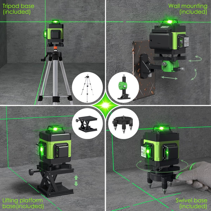 Kreuzlinienlaser mit Stativ, Multifunktionaler 4D-Laser mit 16 Linien,selbstnivellierende Maschine,