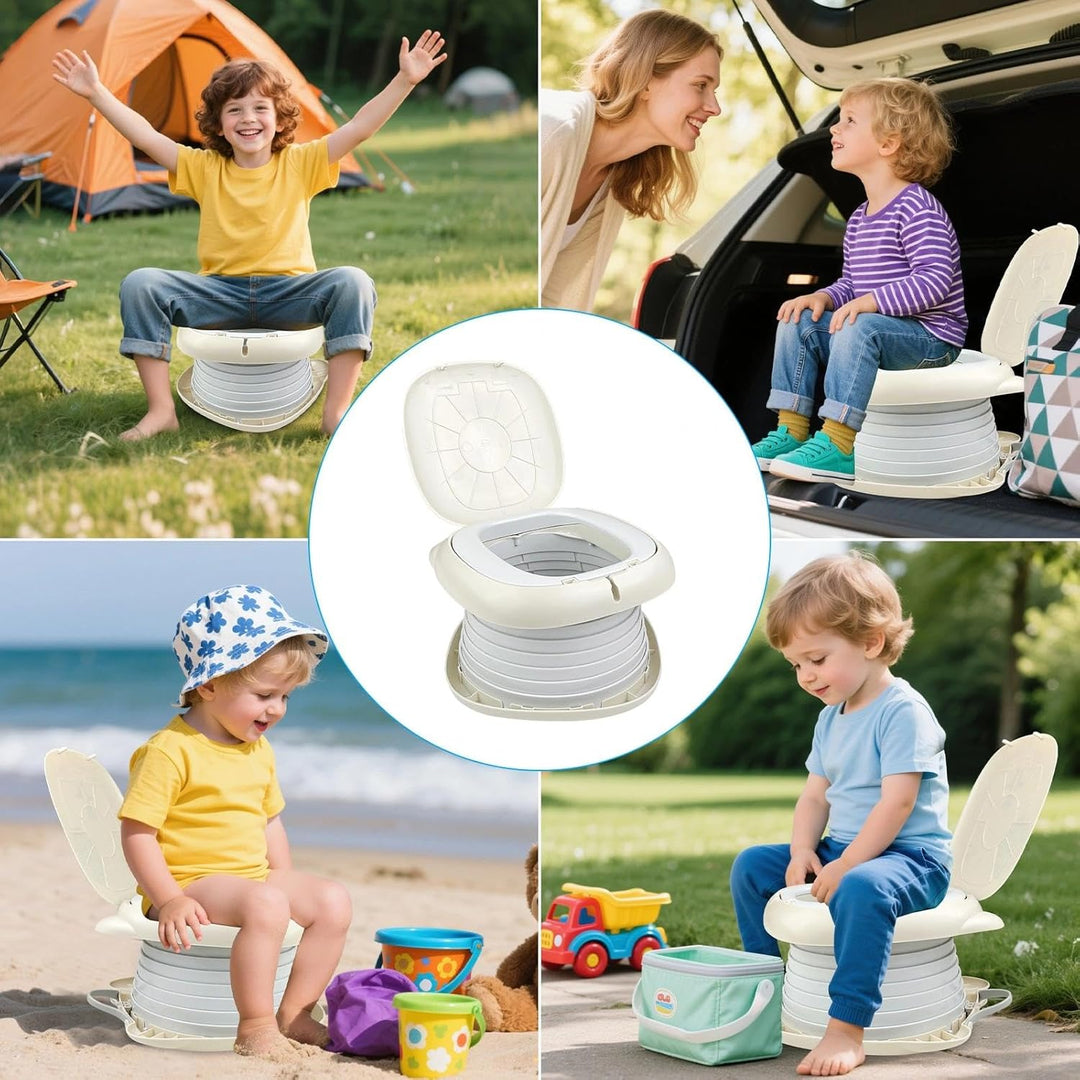 Chiluxendo Reisetoilette Kinder mit Ersatztaschen, Reisetöpfchen Faltbar, Kindertoilette für Unterwe