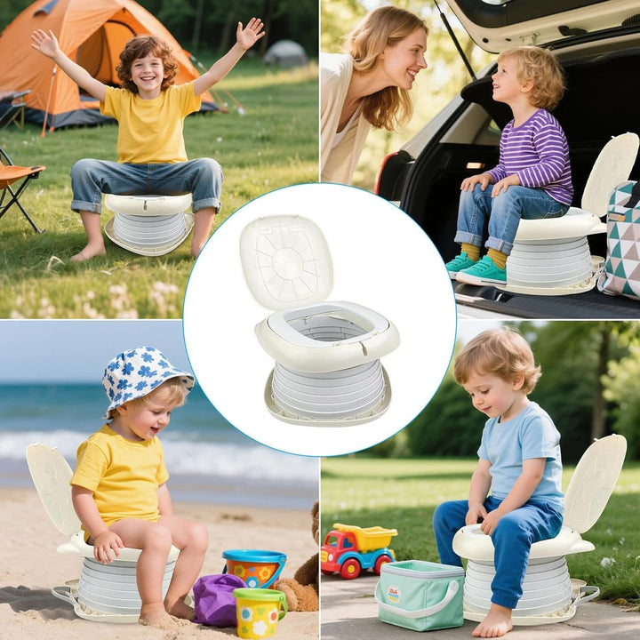 Chiluxendo Reisetoilette Kinder mit Ersatztaschen, Reisetöpfchen Faltbar, Kindertoilette für Unterwe