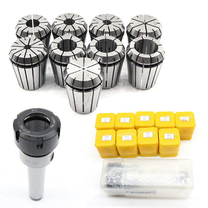 Futchoy 11tlg Spannzangen Set ER32 MT3 M12 Fräser Spannzangenfutter 9 Stueck 2-20mm Spannzangenfutte