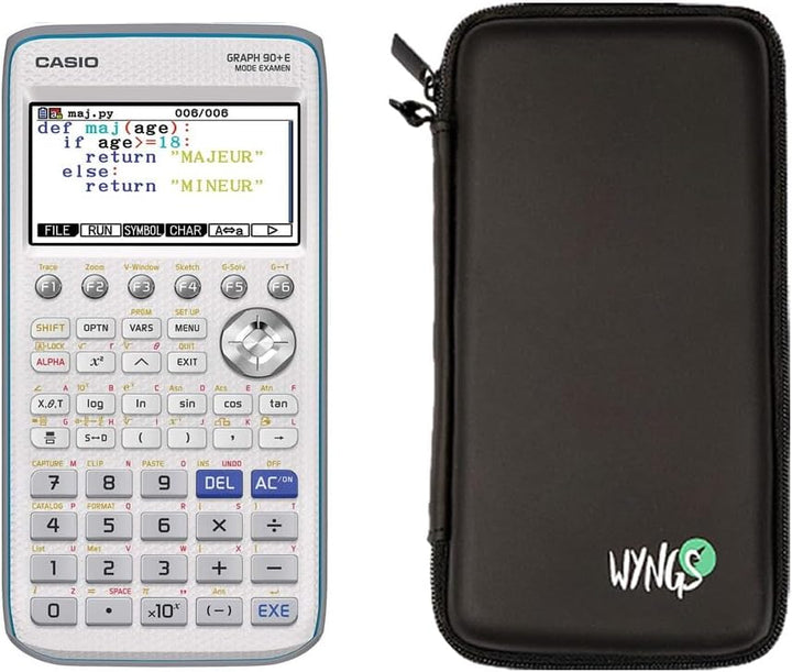 CALCUSO Sparpaket: Casio Graph 90 + E + WYNGS Schutztasche schwarz + Erweiterte Garantie von CALCUSO
