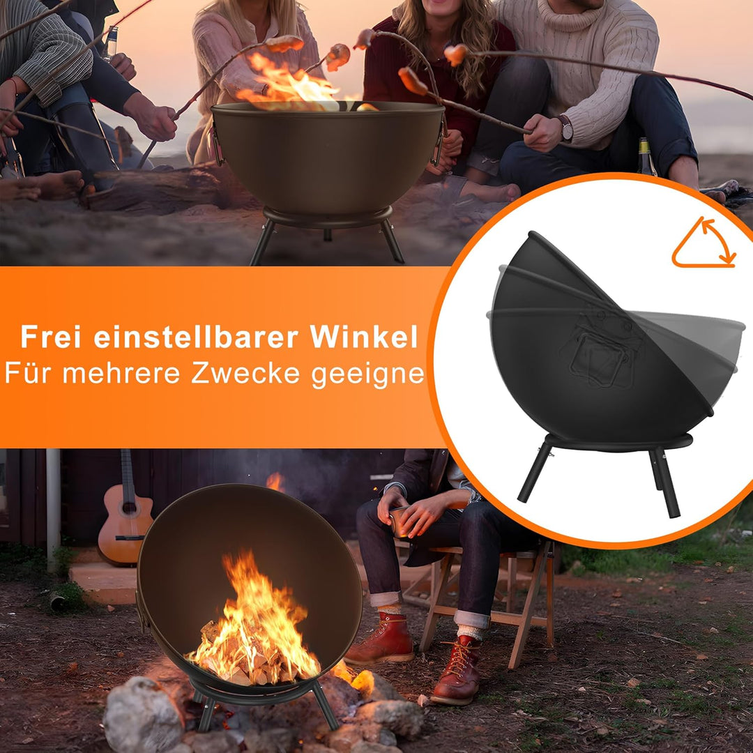 Feuerschale 62 cm Feuerschalen für den Garten, Terrasse & Balkon Feuerkorb Camping aus Stahl Feuerst