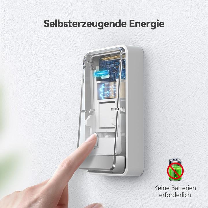 TECKNET Türklingel Batterielose, Steckdosen-Funkklingel mit EU-Steckdose und RGB Licht, IP65 Wasserd