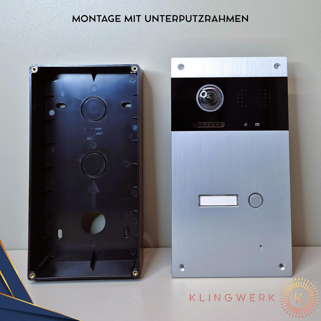 KLINGWERK IC1 Video Türsprechanlage, 2-Draht Technik, Unterputz, 170 Grad Weitwinkel Kamera mit 7 Zo