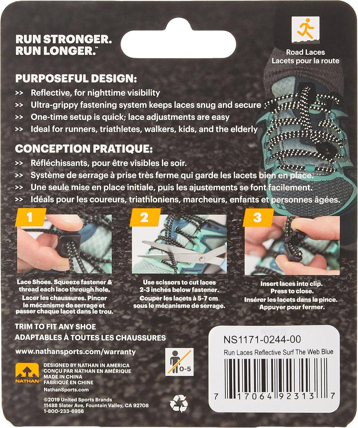 Nathan Ns1171 Run Laces Reflektierender Kakadu Reflective Blau Surf Blue, Reflective Blau Surf Blue