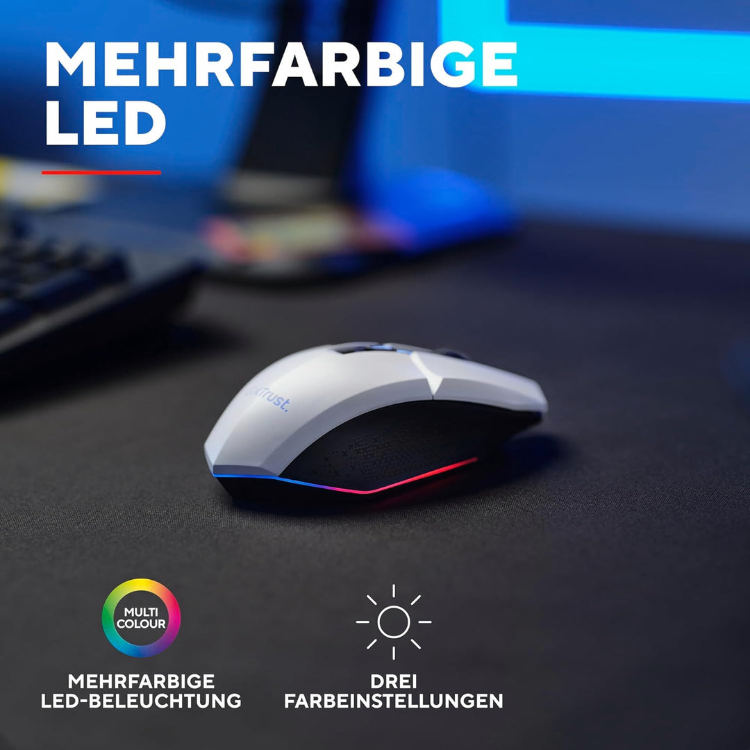 Trust Gaming GXT 110W Felox Wiederaufladbare Kabellose Gaming-Maus, 80 Stunden Akkulaufzeit, 800-480