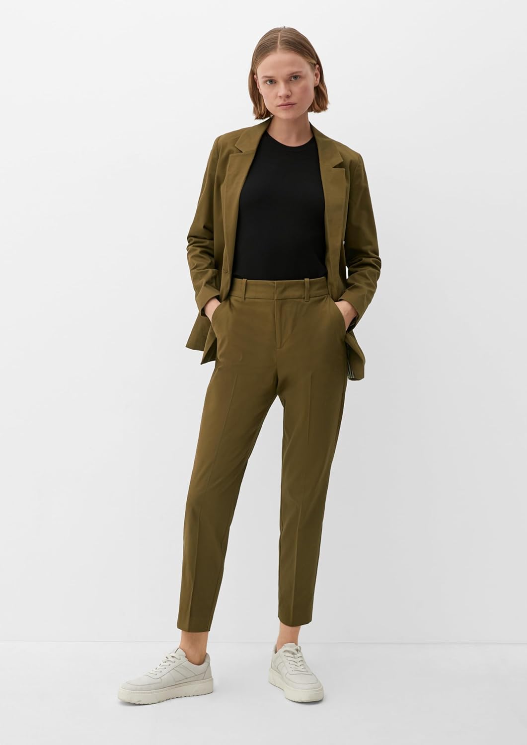 s.Oliver Damen Hosen 7/8, Regular Fit 36 Grün, 36 Grün