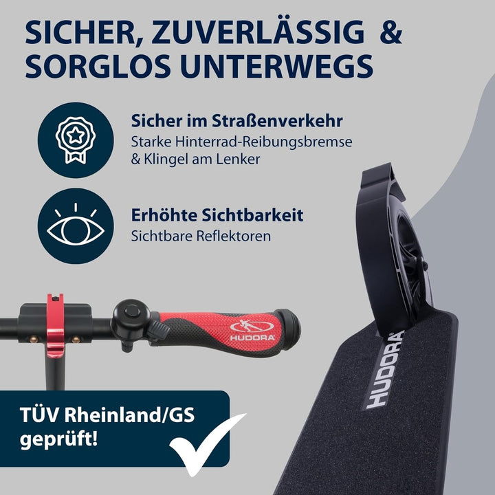 HUDORA BigWheel Style 230 Scooter I Stabiler Aluminium-Roller mit grosser Trittfläche I Höhenverstel