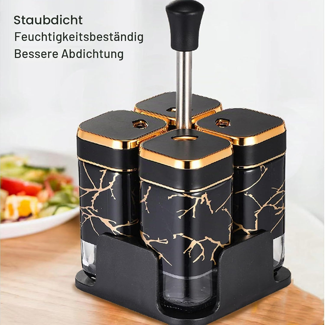 Gewürzflasche Glas Dispenser, versiegelt und feuchtigkeitsfest, Kapazität 200ml Cruets mit 360° dreh