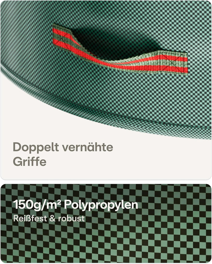 Praknu 3x Gartenabfallsack 300 Liter Mit Deckel - Laubsack Mit 4 Reissfesten Griffen - Stabil - Falt