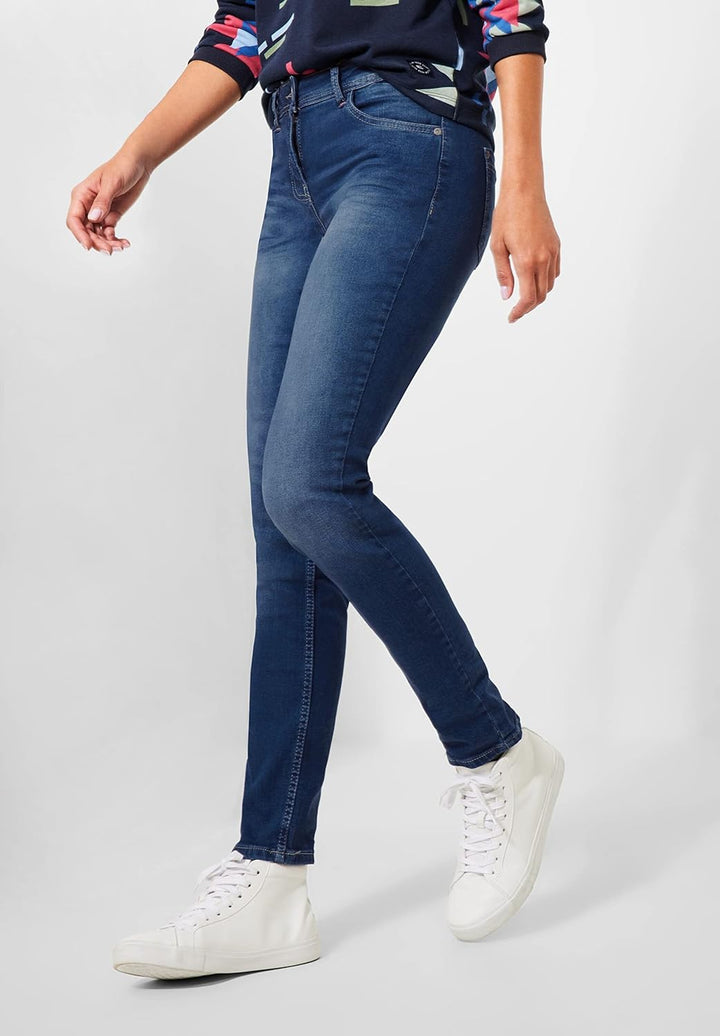 CECIL Damen B375639 Jeanshose, mid Blue wash, W25/L32