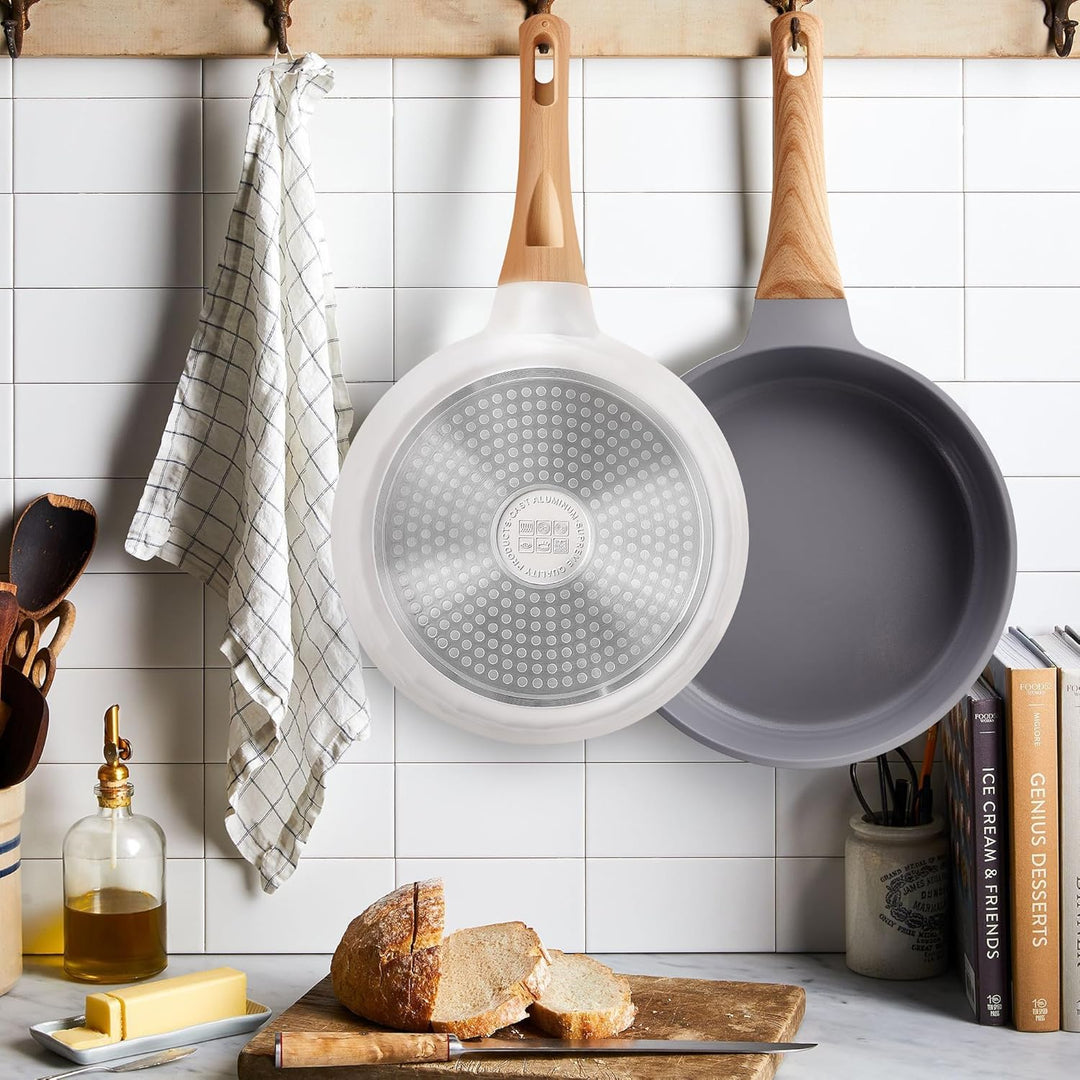 RIOVARM Keramik Antihaft beschichtung Bratpfannen-Set Induktion Pfannenset 20cm 24cm 28cm mit Holzma