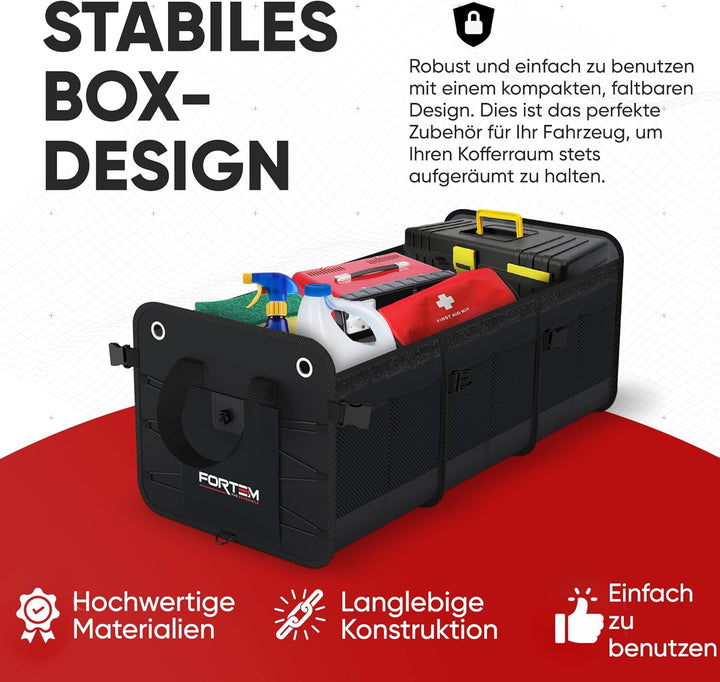 FORTEM Kofferraum Organizer, Kofferraumtasche, Zusammenklappbarer Auto Organizer Kofferraum mit Fäch