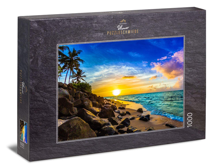 Ulmer Puzzleschmiede - Puzzle „Abendsonne auf Hawaii“ - Klassisches 1000 Teile Landschaftspuzzle – S