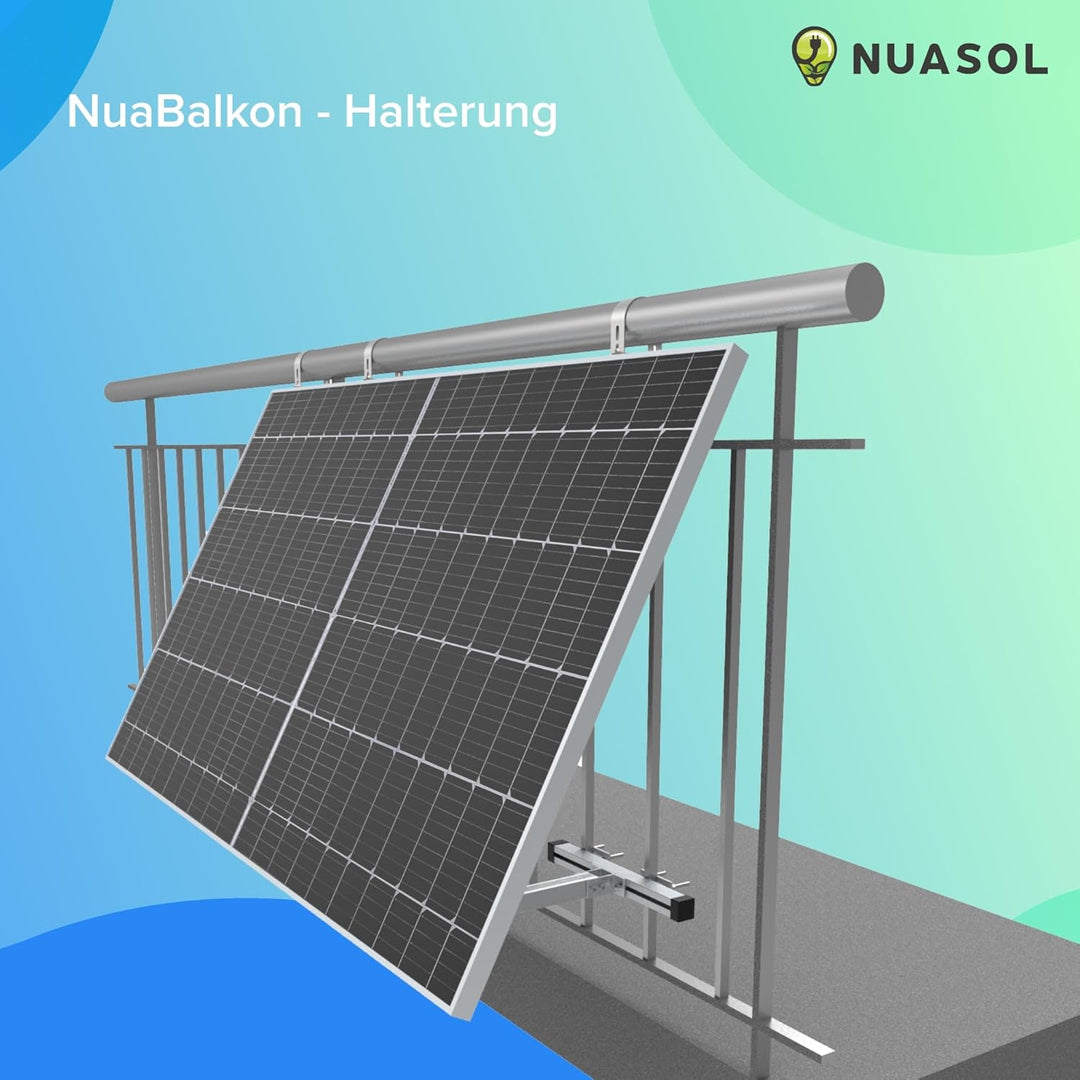 NuaSol - Balkonkraftwerkhalterung Geländer Befestigung für 1 Solarmodul, ein Wechselrichter Photovol