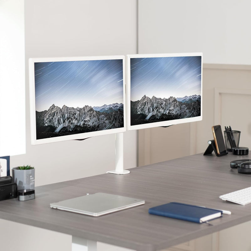 VIVO Dual-Monitor-Schreibtischhalterung, strapazierfähig, voll verstellbarer Ständer, passend für 2