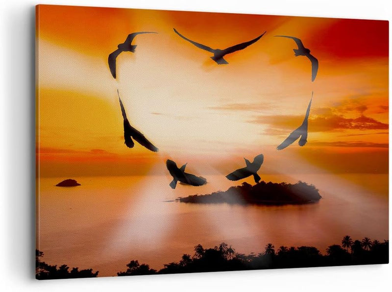 Bilder auf Leinwand 100x70cm Leinwandbild Natur Landschaft Insel Meer Gross Wanddeko Bild Schlafzimm