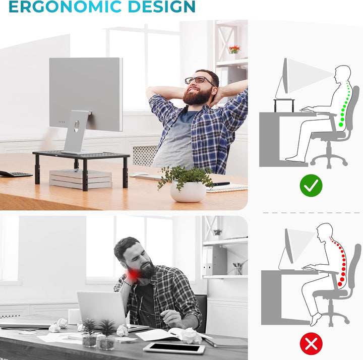 BONTEC Monitorständer Höhenverstellbarer Bildschirmständer Monitor-Raiser Ergonomischer aus hochwert