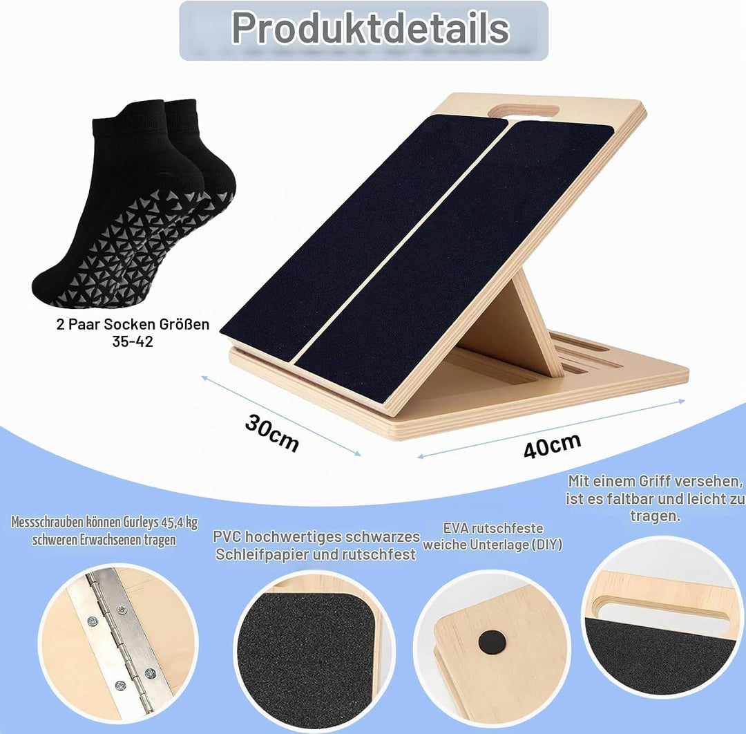 2025 Neu Portable Wooden Slant Board Mit Griff,Einstellbarer Anti-Rutsch Geneigte Schrägbrett(5 Wink