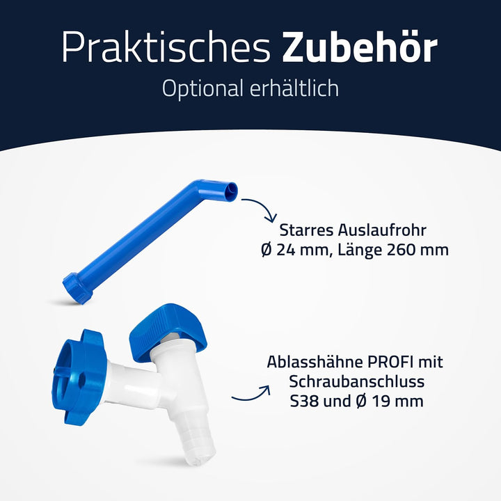 hünersdorff Wasserkanister ECO mit Auslaufrohr und unverlierbarer Deckelverschraubung, 22 L (mit Roh