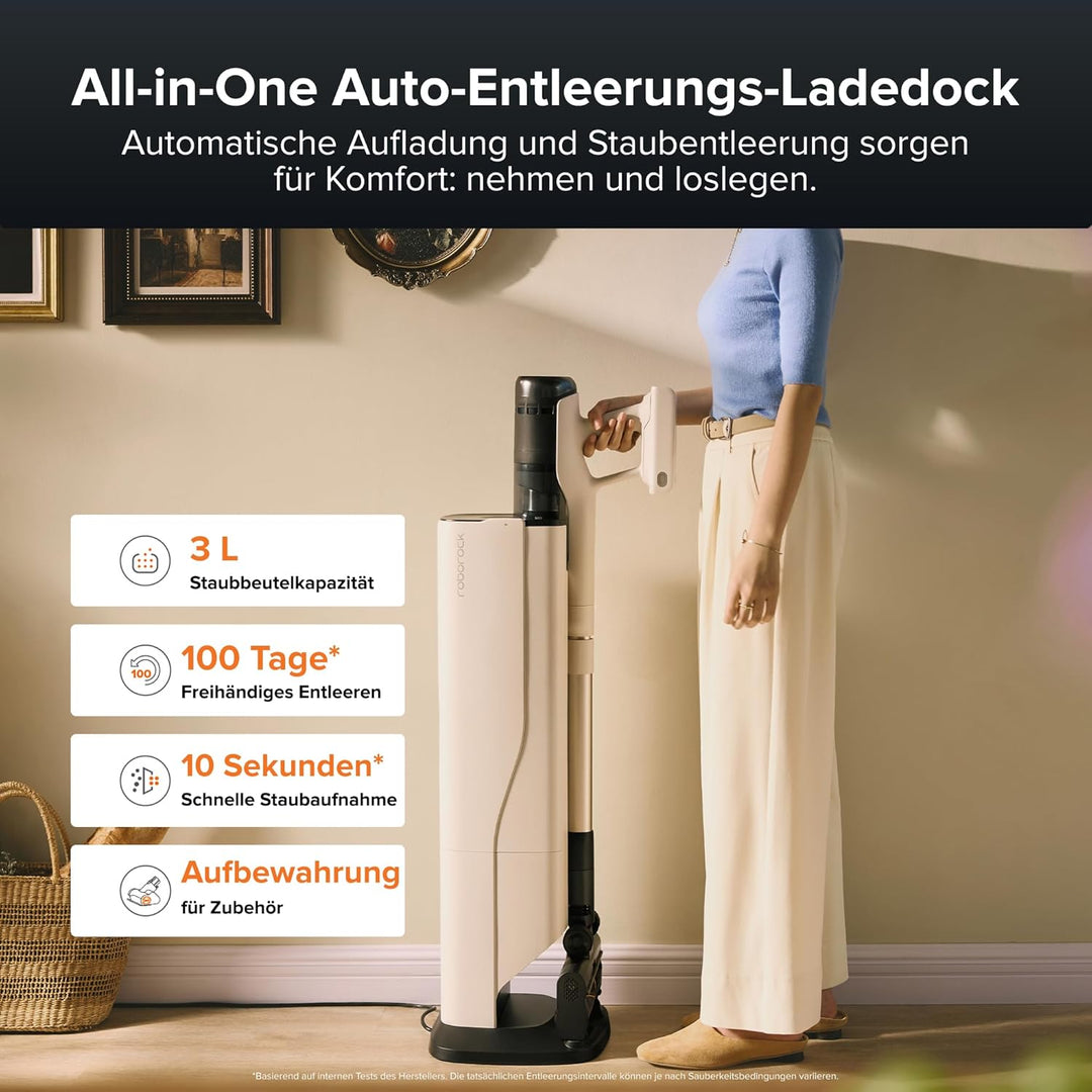 roborock H60 Hub Pro kabelloser Staubsauger mit automatischer Absaugstation, 170AW Saugleistung für