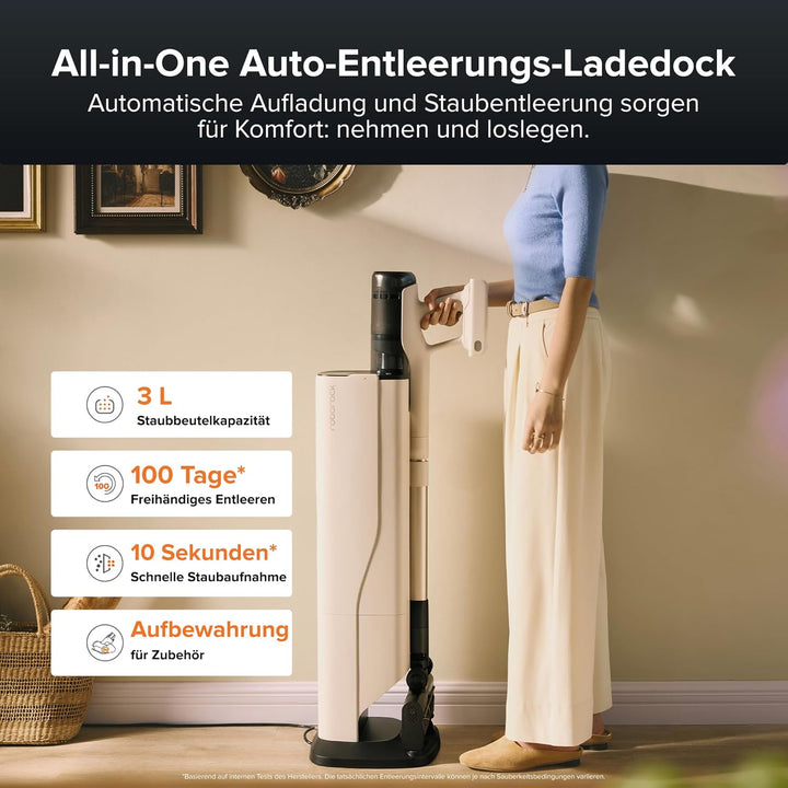 roborock H60 Hub Pro kabelloser Staubsauger mit automatischer Absaugstation, 170AW Saugleistung für